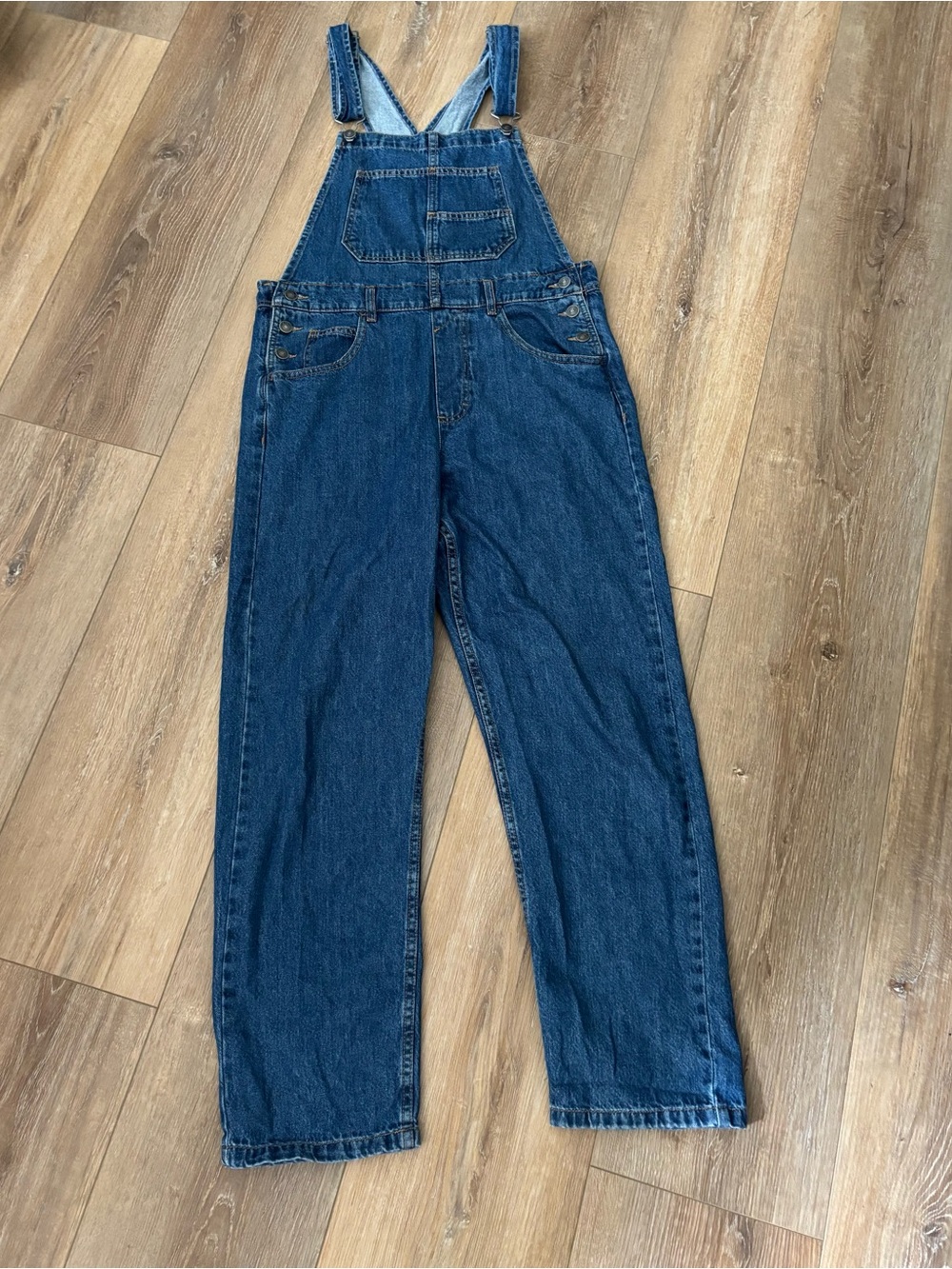 We The Free Ziggy Denim Overalls Straight Leg Medium Wash Adjustable SIZE SMALL